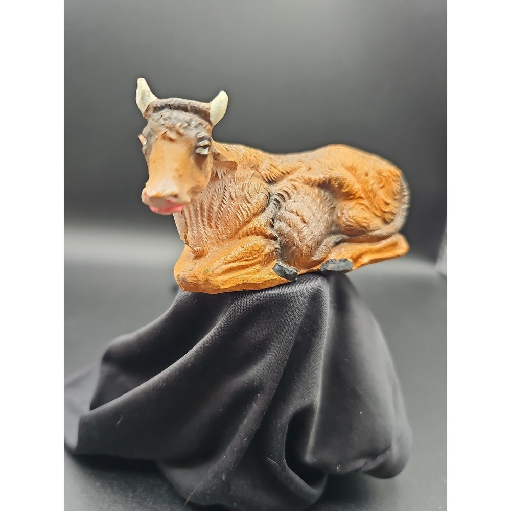 Vintage Fontanini Nativity Seated Ox Cow Figurine Depose Italy Mold 15. AA - Picture 7 of 7